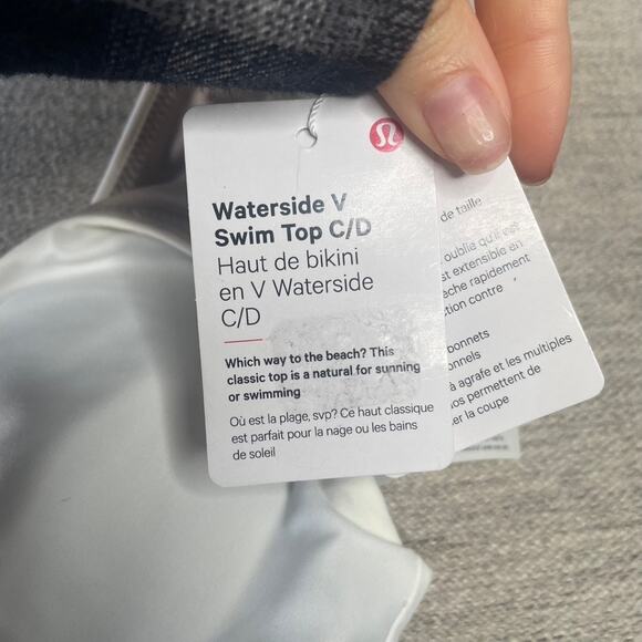 LULULEMON Waterside V Swim Top C/D NWT White Tan Extra Small XS UV Quick Dry - Picture 5 of 7